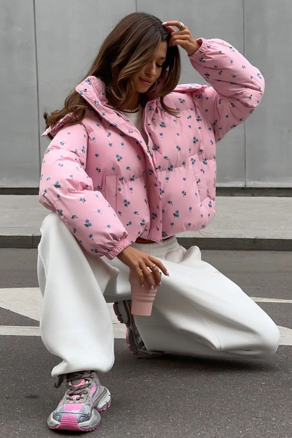 Floral Print Puffer Jacket