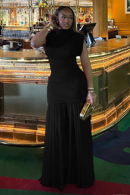 Timeless Solid Fishtail Maxi Dress