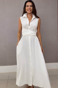 Summer V-Neck Sleeveless Waist-Tie Dress