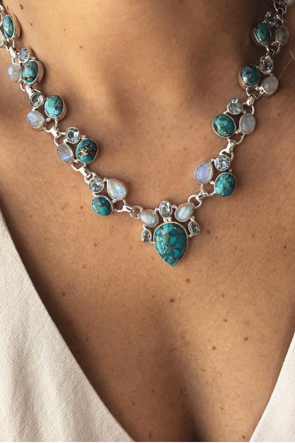 Women's Bohemian Loop Turquoise Necklace