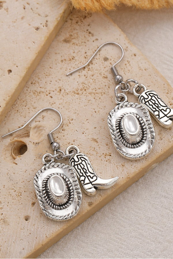 Women's Western Shoes Hat Earrings