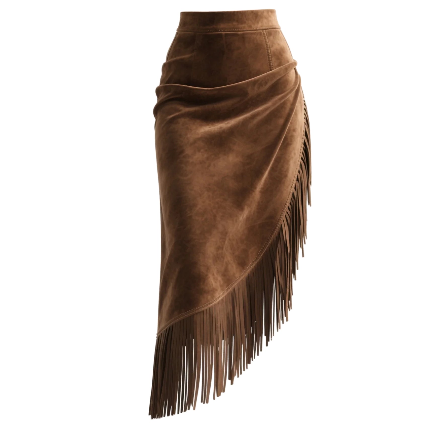Retro Western Irregular Fringed Suede Skirt