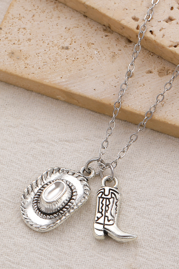 Women Western Shoes Hat Necklace