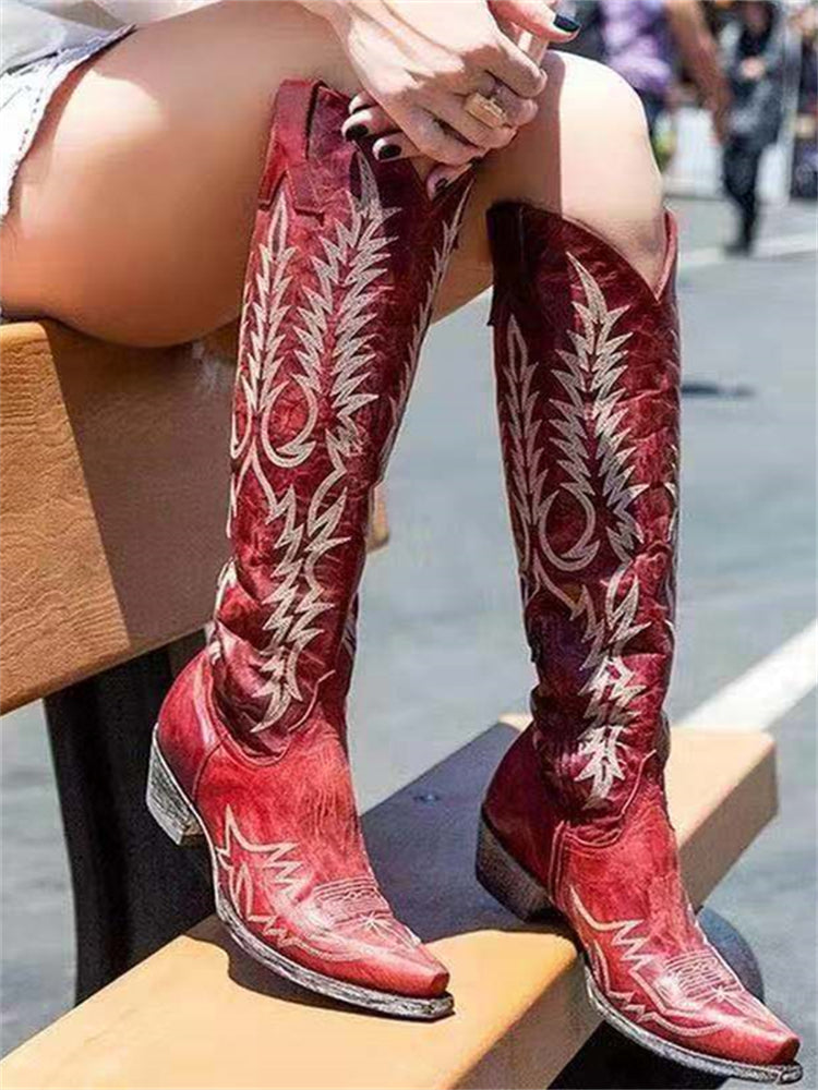 Vintage Western Cowboy Embroidered Boots