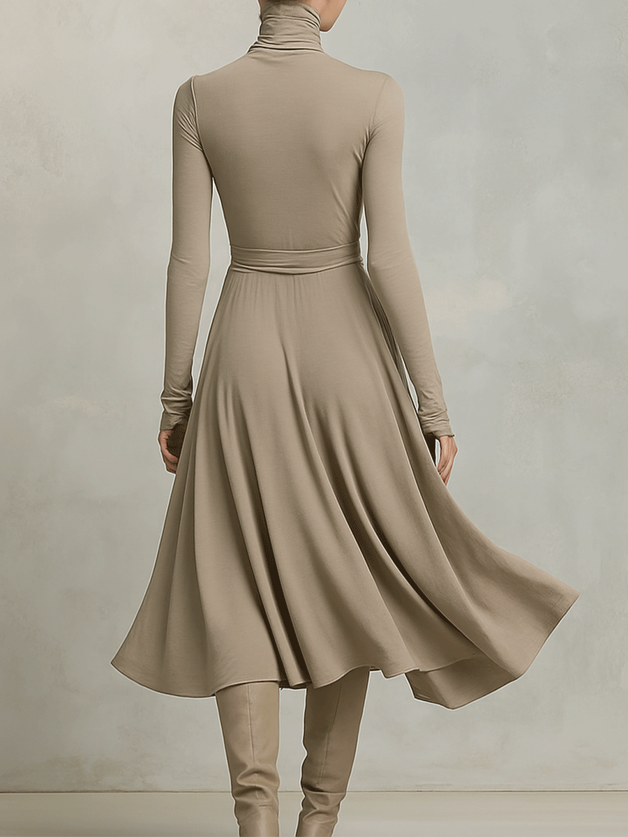 Figure-flattering Long Sleeves Knit Midi Dress