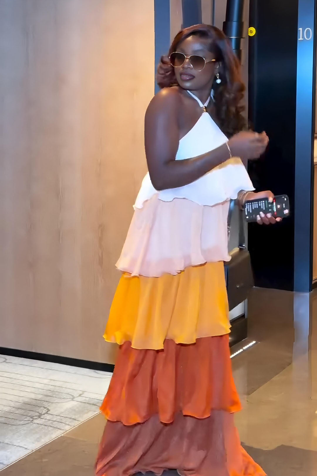 Ombre Tiered Halter Maxi Dress