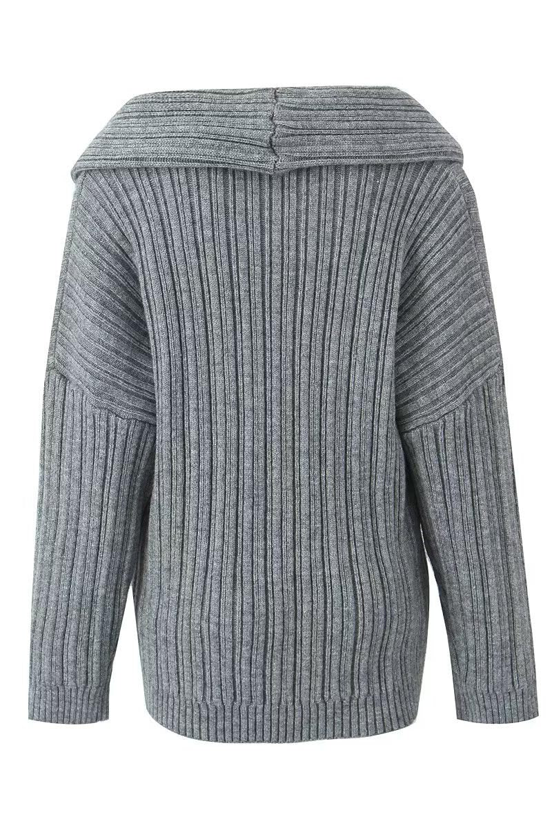 Lazy Style Solid Color Irregular Knit Top