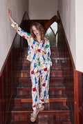 Fringed Pattern Ice Silk Long Sleeve Set