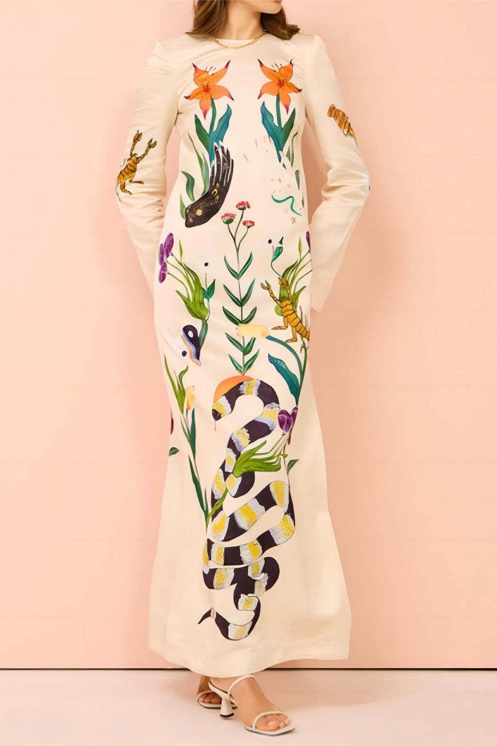 Flirtatious Print Backless Dress