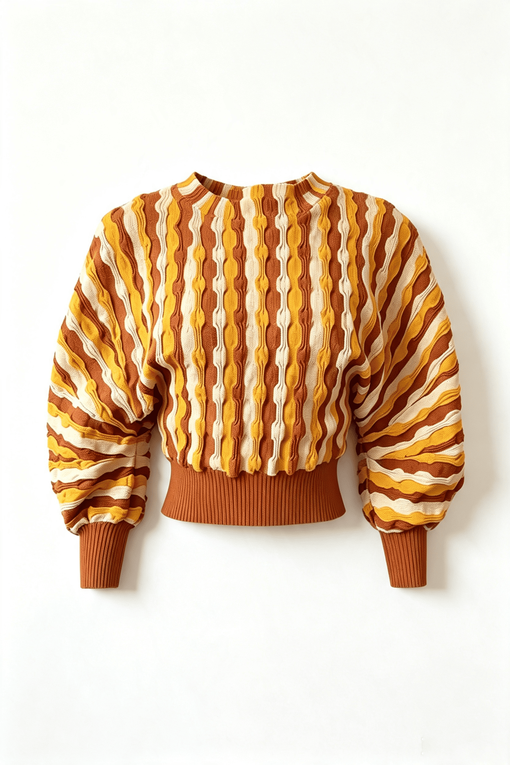 Vintage Wavy Stripe Cropped Knit Top