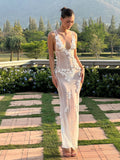 Soft Allure Tulle 3D Floral Spaghetti Dress