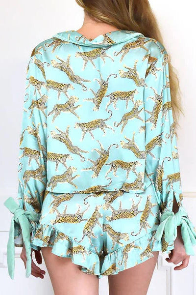 Tie Front Cotton Peplum Blouse Shorts