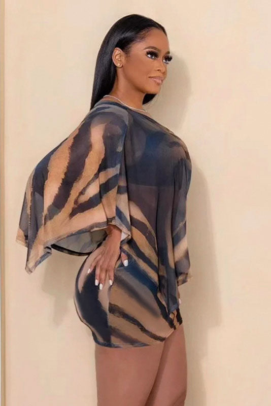 Tiger Pattern Sheer Skirt Set