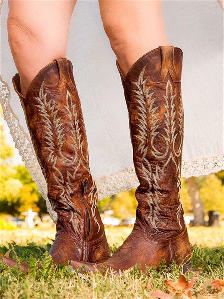 Vintage Western Cowboy Embroidered Boots