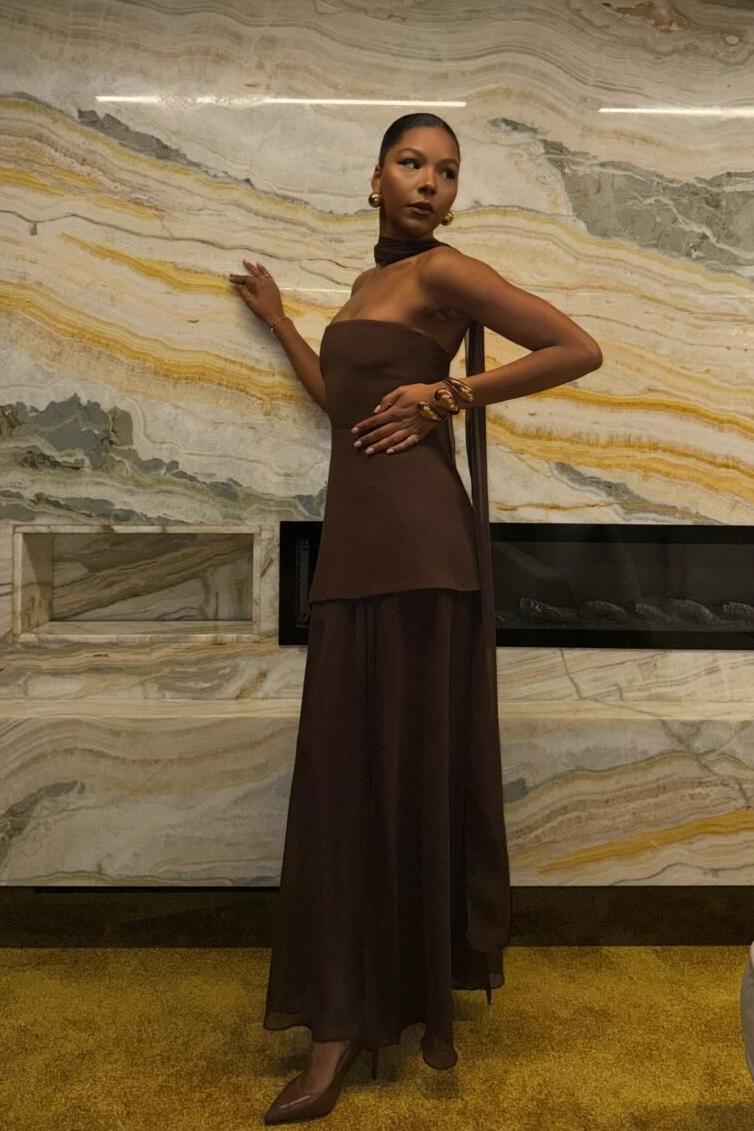Strapless Halter Tie-Back Maxi Dress