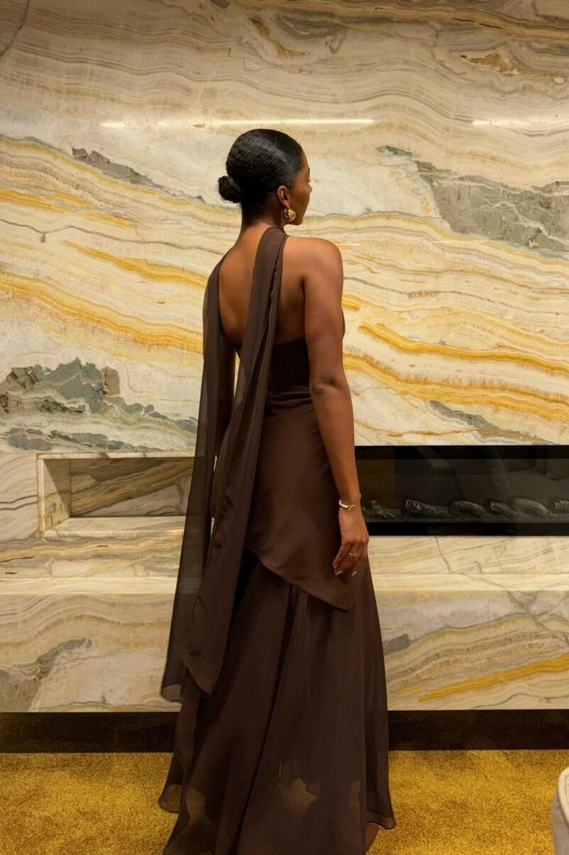 Strapless Halter Tie-Back Maxi Dress