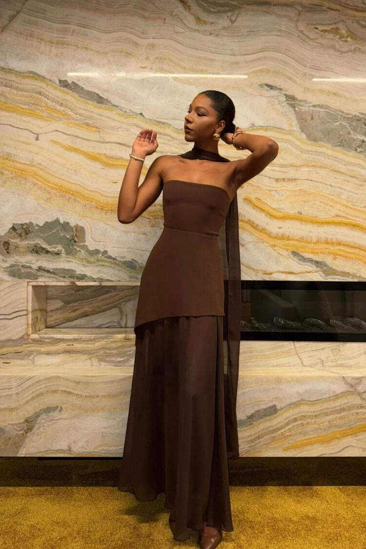 Strapless Halter Tie-Back Maxi Dress