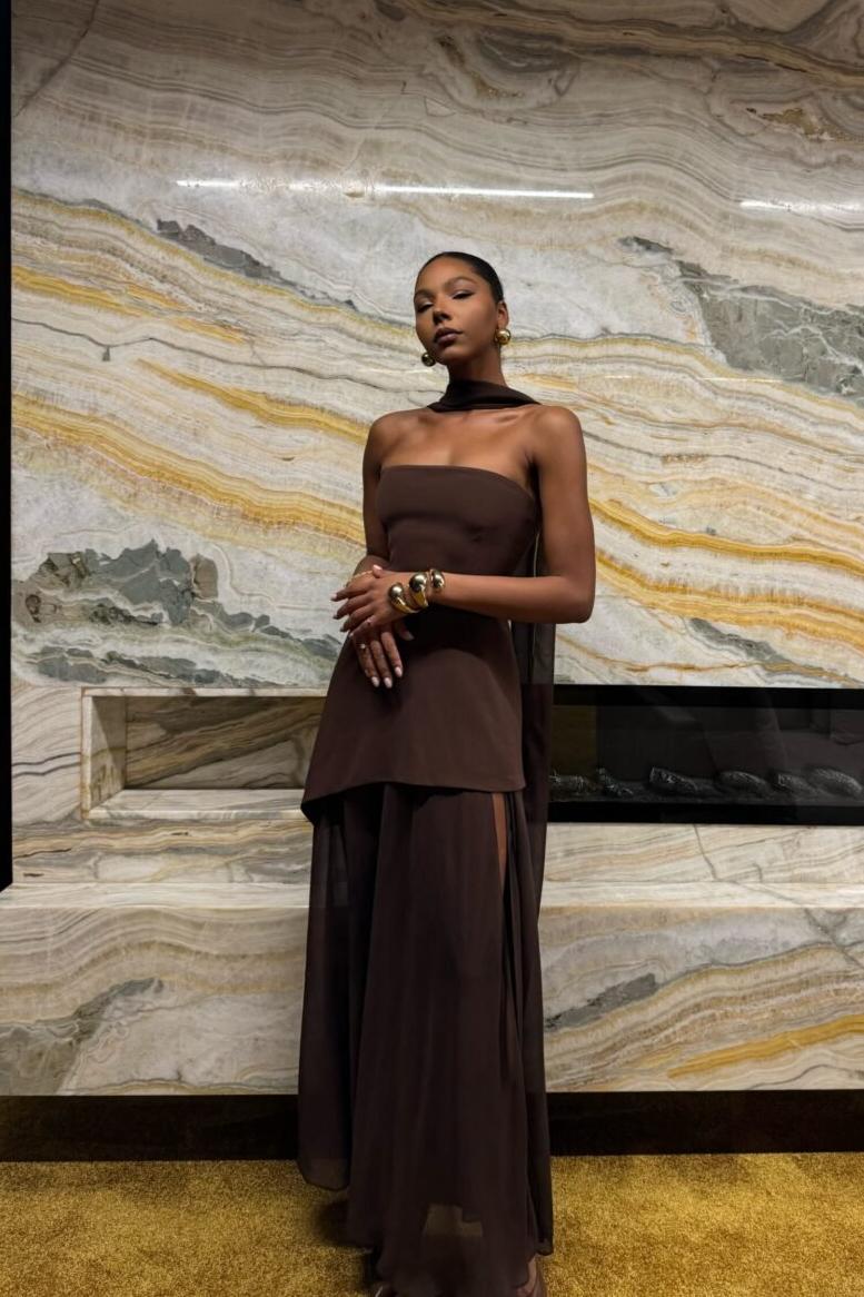 Strapless Halter Tie-Back Maxi Dress