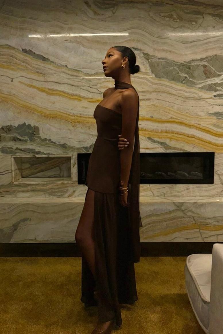 Strapless Halter Tie-Back Maxi Dress