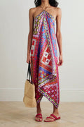 Halter Neck Asymmetrical Dress