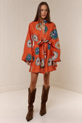Patchwork Stand-Collar Dress
