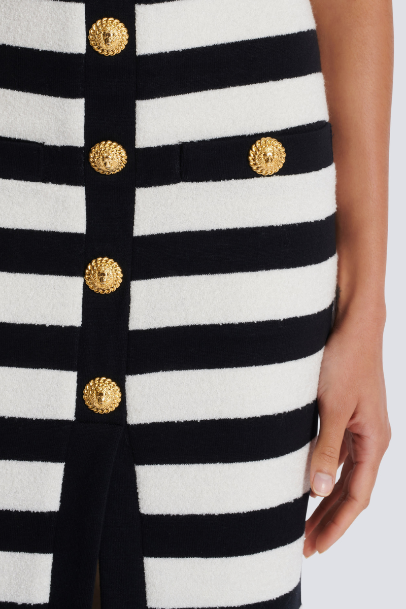Alizey Off Shoulder Slit Striped Skirt Set
