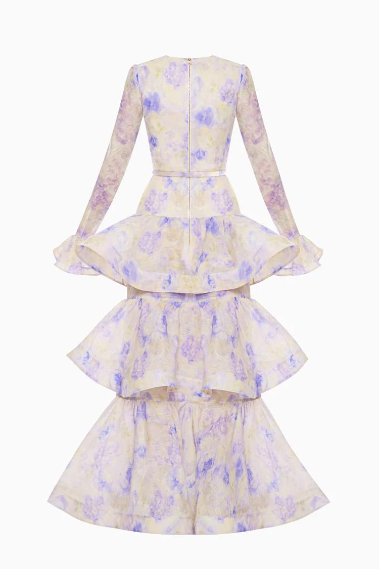 Floral Tiered Ruffle Midi Dress