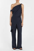 Asymmetrical Twist Detailing Top Linen Pants Set