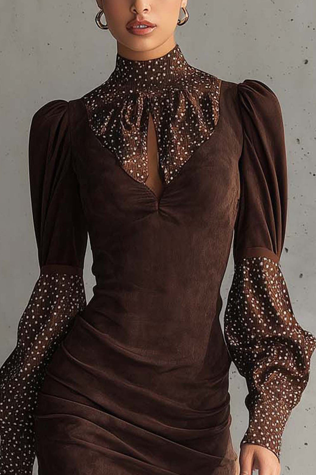 Brown Faux Suede Bodycon Dress