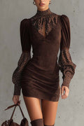 Brown Faux Suede Bodycon Dress