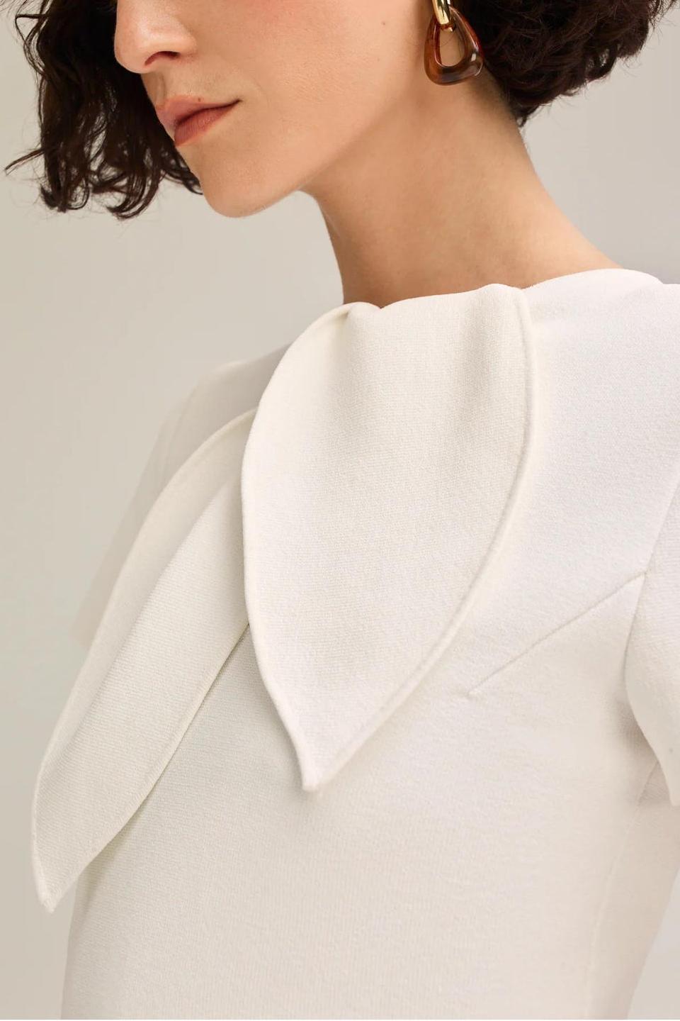 Crepe Knit Top & Pleated Suiting Maxi Skirt