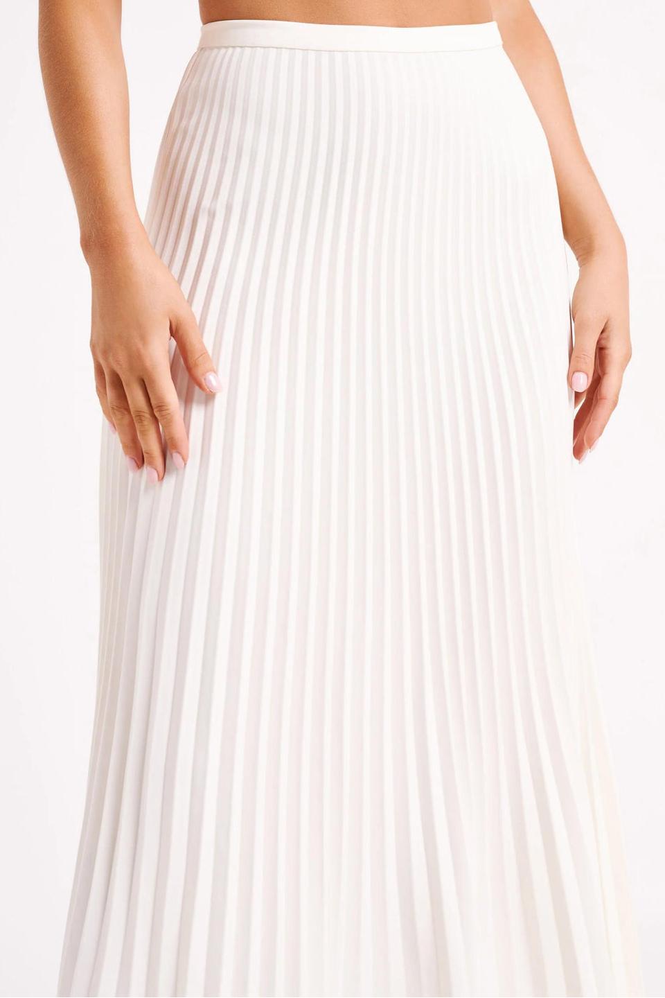 Crepe Knit Top & Pleated Suiting Maxi Skirt