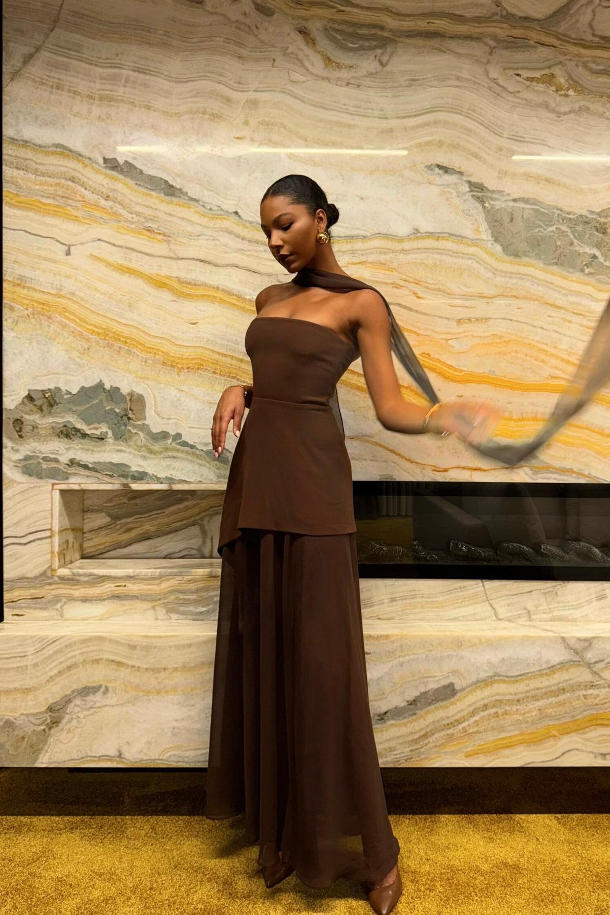 Strapless Halter Tie-Back Maxi Dress