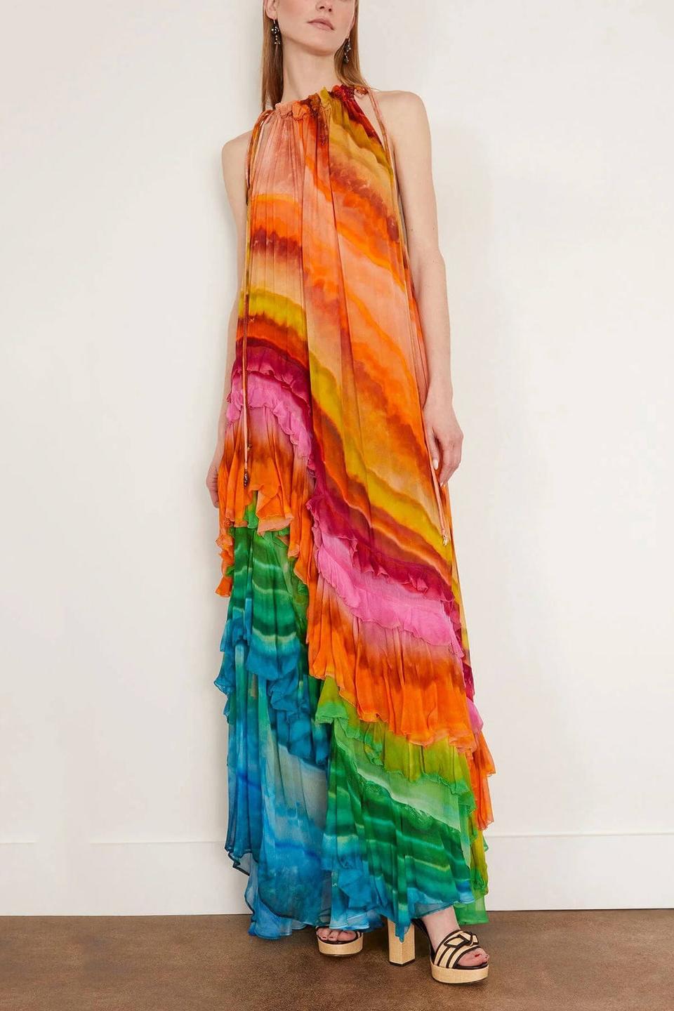 Iris Ruffle Gown in Multi
