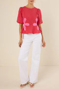 Izzie Contrast Floral Self-Ties Top