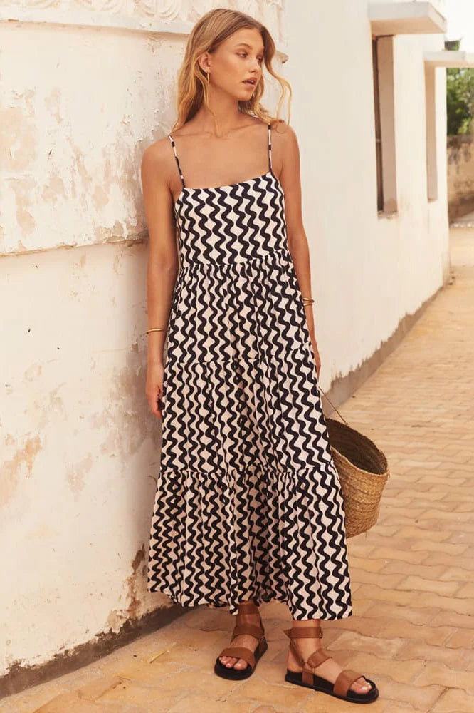 Ric Rac Square Neck Maxi Dress