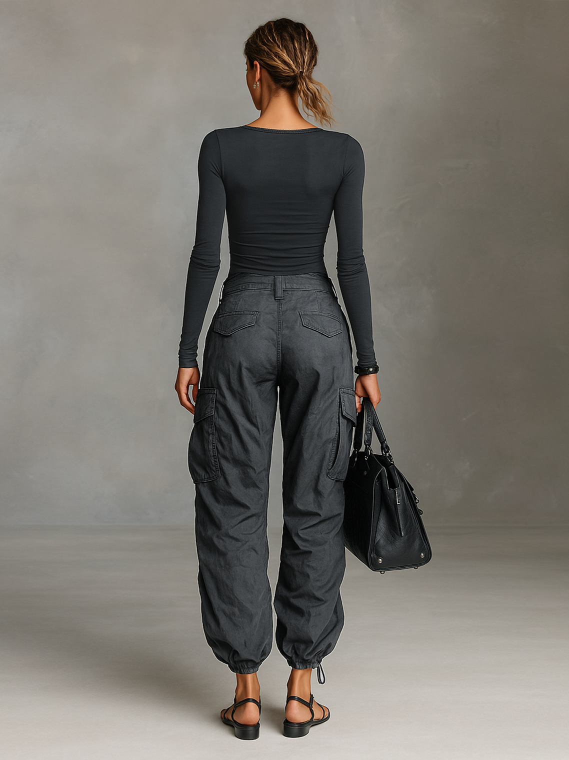 Square Neck Long Sleeve T-Shirt Two-Piece Set