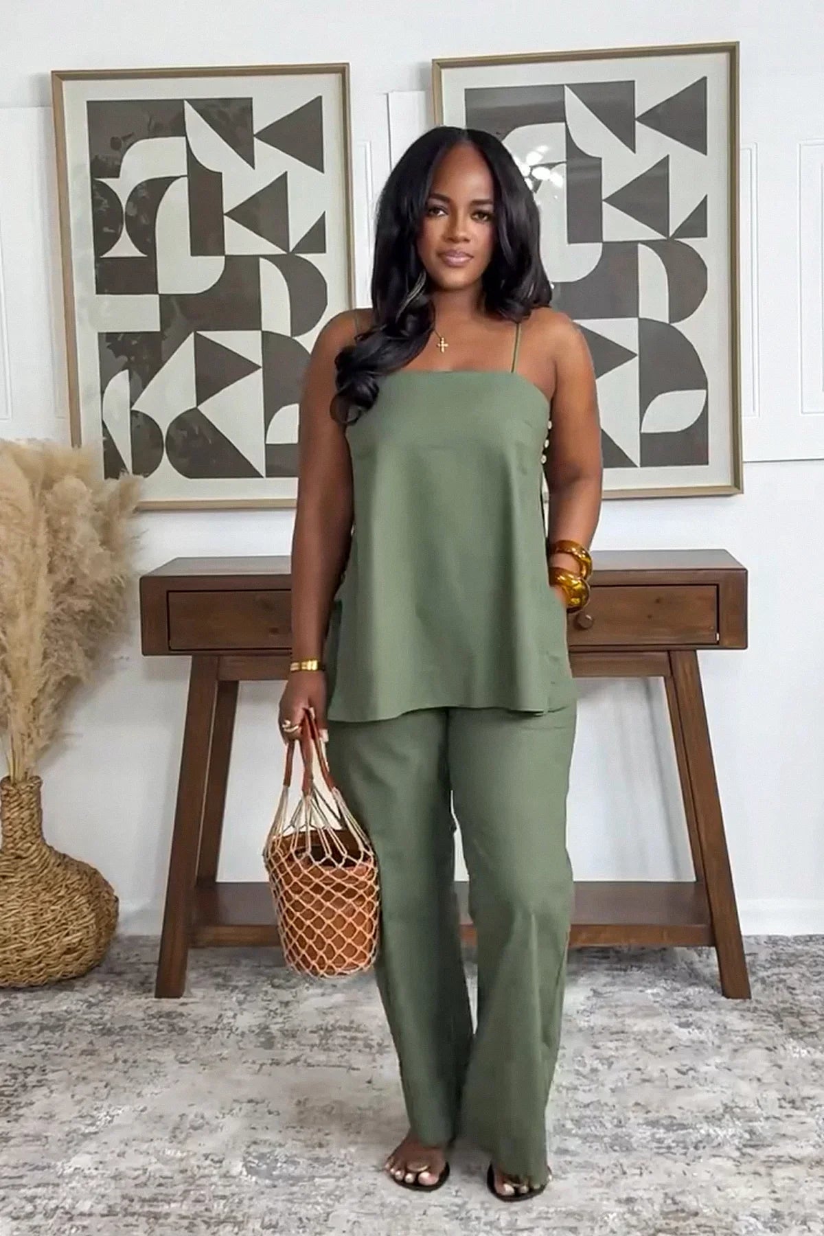 Minimalist Side Slit Pants Set