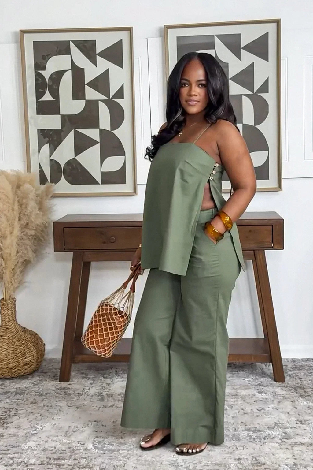Minimalist Side Slit Pants Set