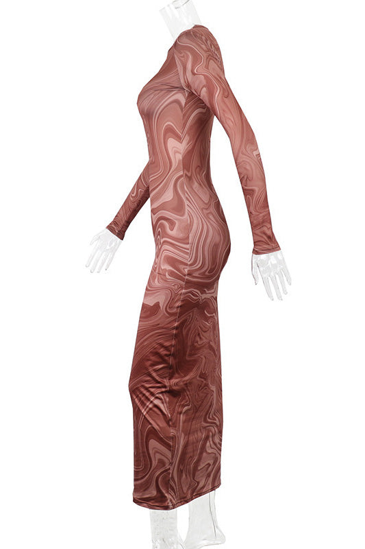 Edgy Swirl Sheer Midi Dress
