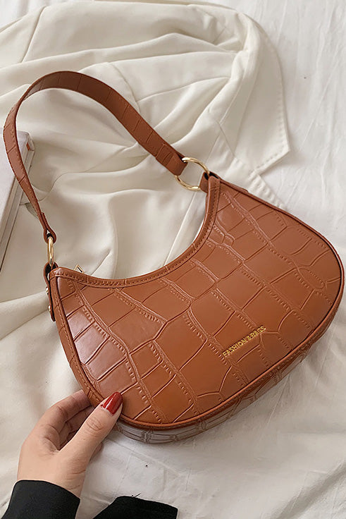 Black Croc Mini Hobo Bag