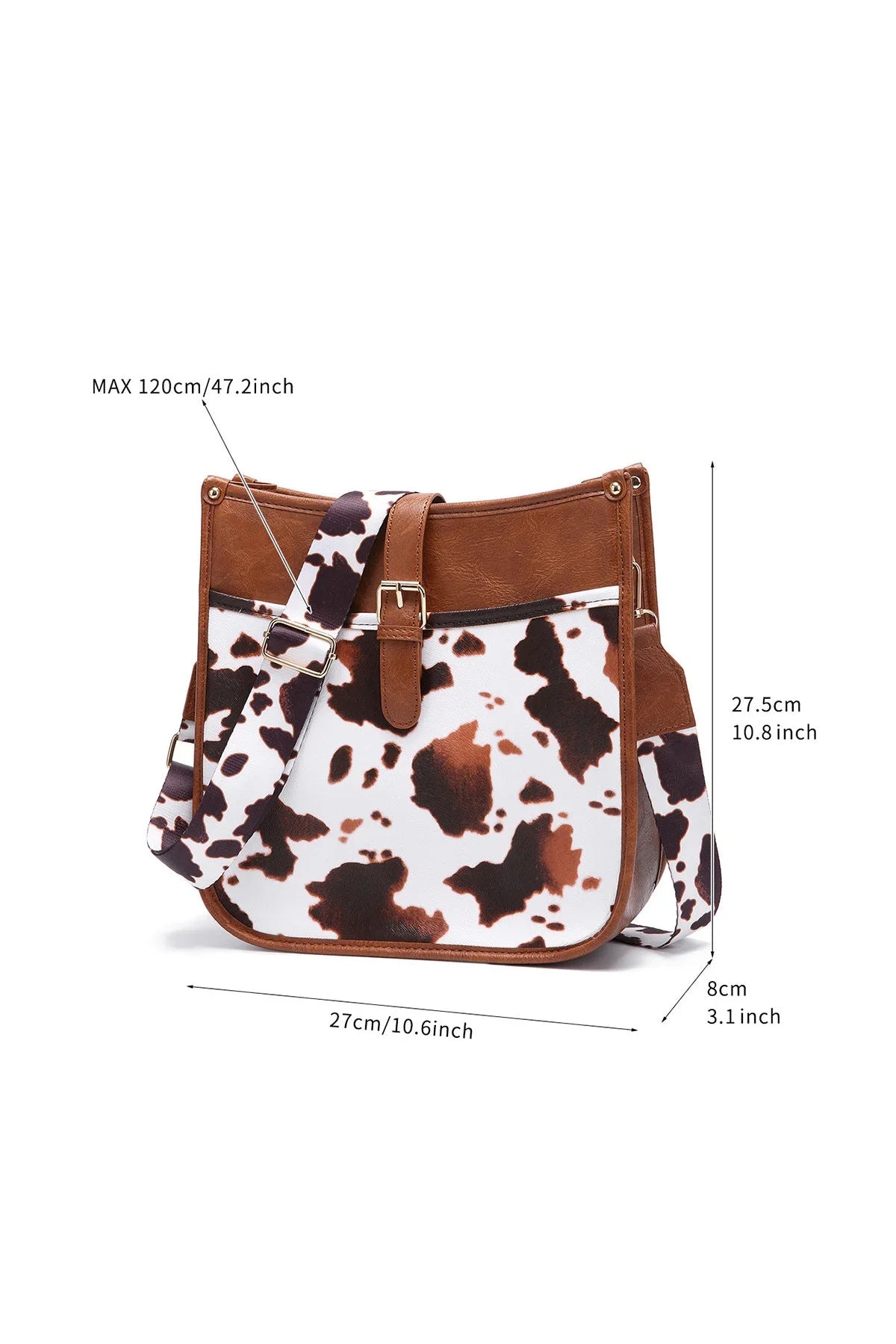 Western Cowboy Brown Cow Print Crossbody Bag