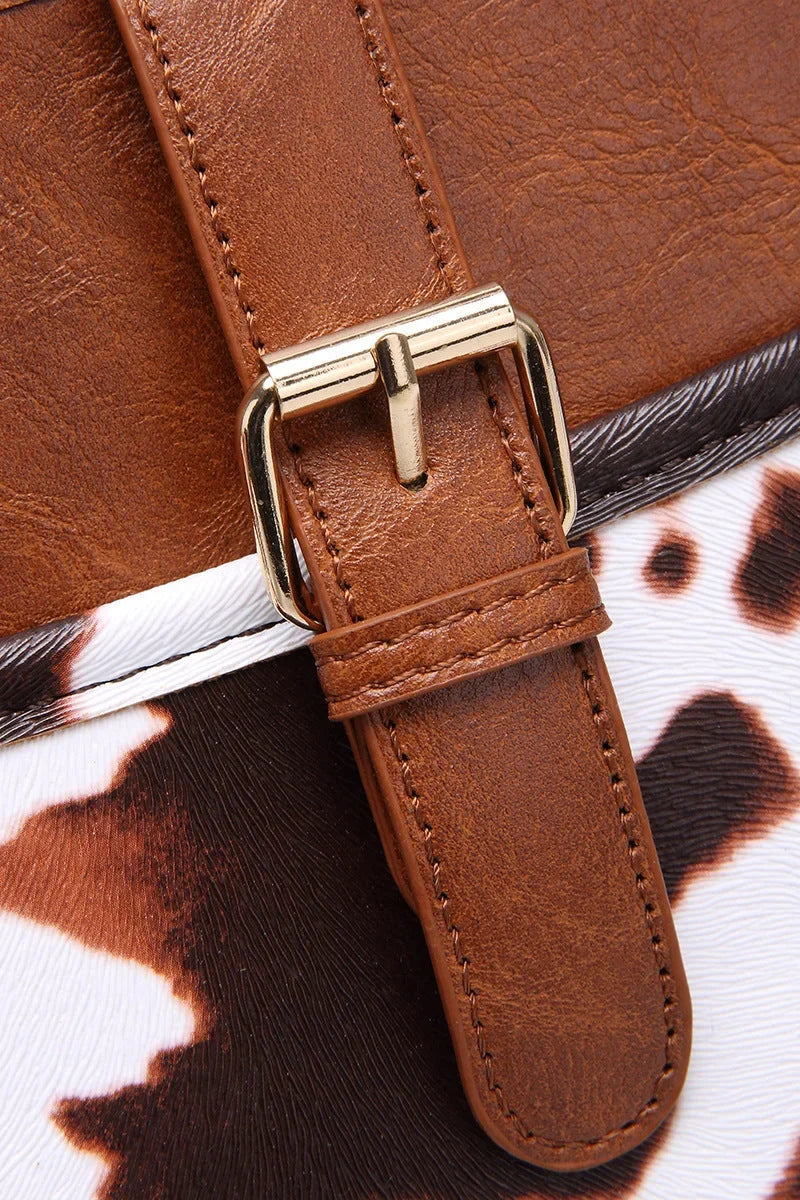 Western Cowboy Brown Cow Print Crossbody Bag