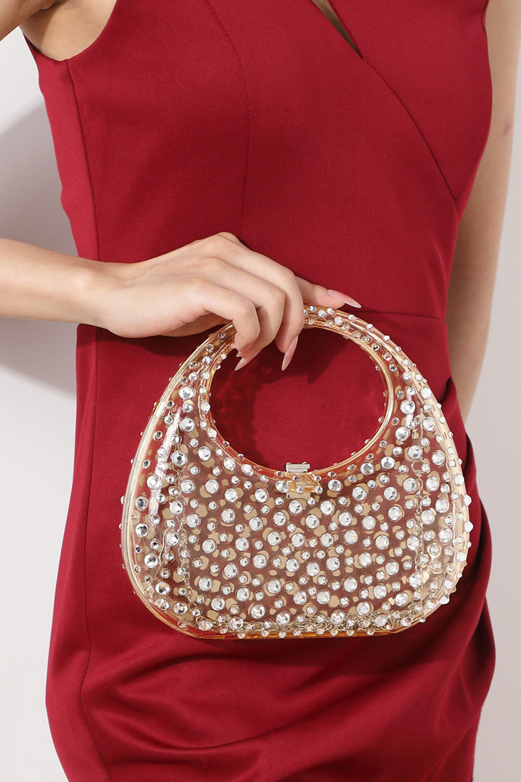 Diamante Embellished Acrylic Clutch Bag