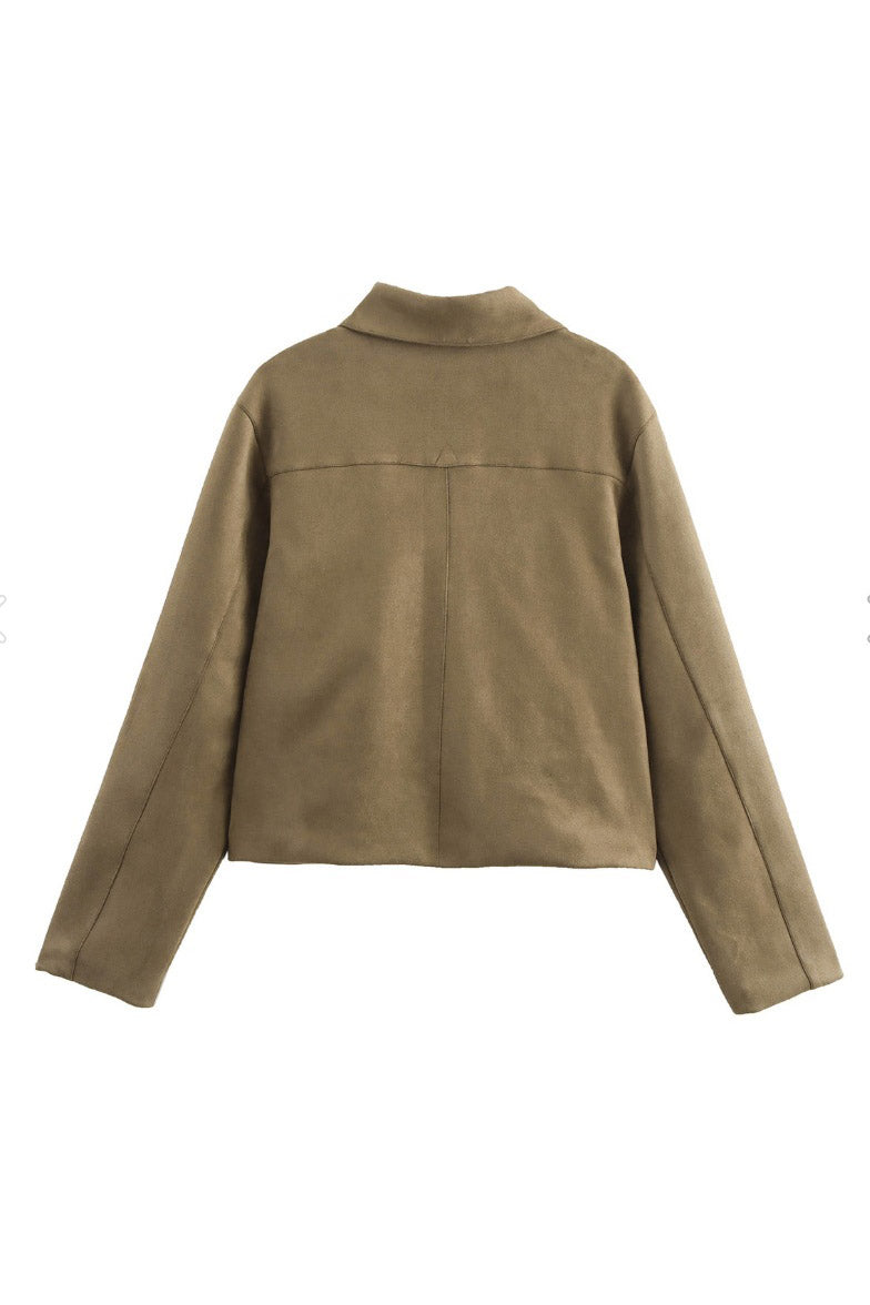 Split suede leather jacket with pocket