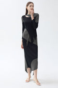 Chic Patchwork Pleated Irregular Skirt Set