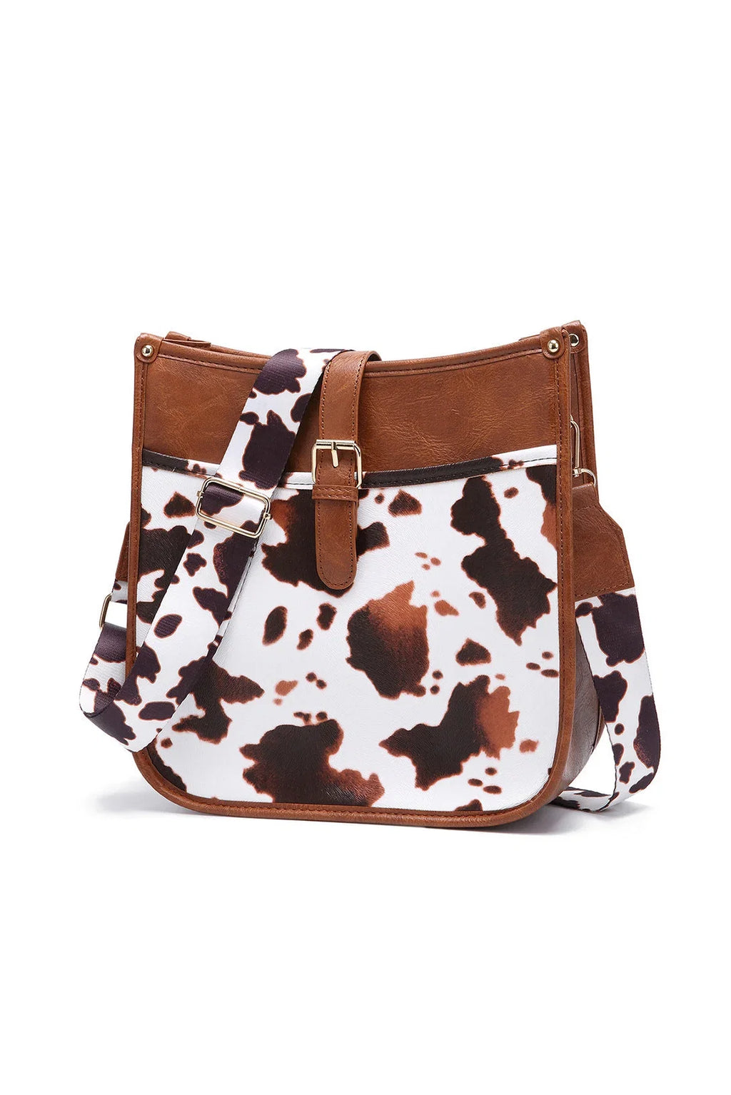 Western Cowboy Brown Cow Print Crossbody Bag