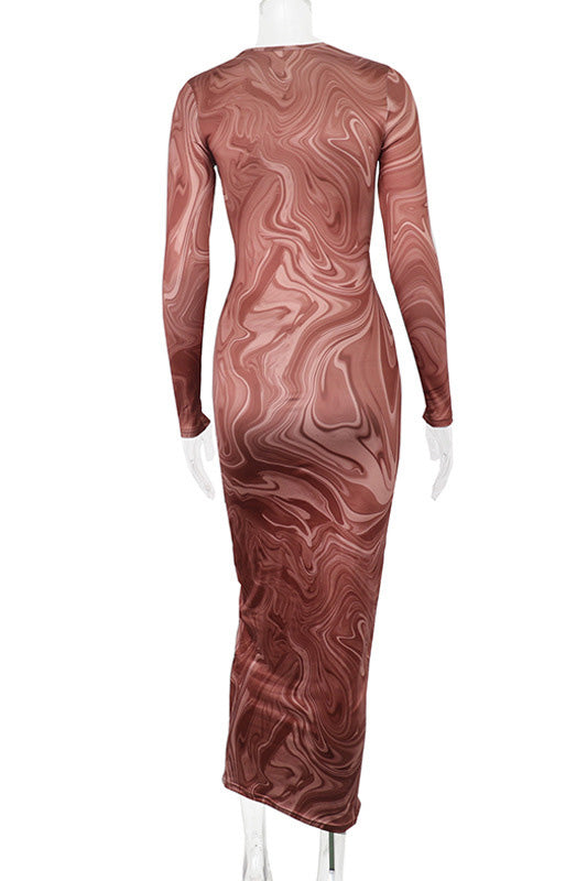 Edgy Swirl Sheer Midi Dress