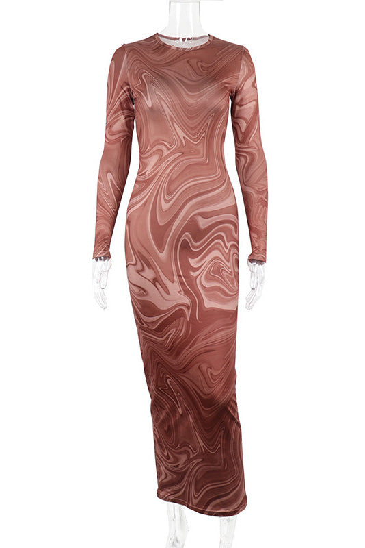 Edgy Swirl Sheer Midi Dress