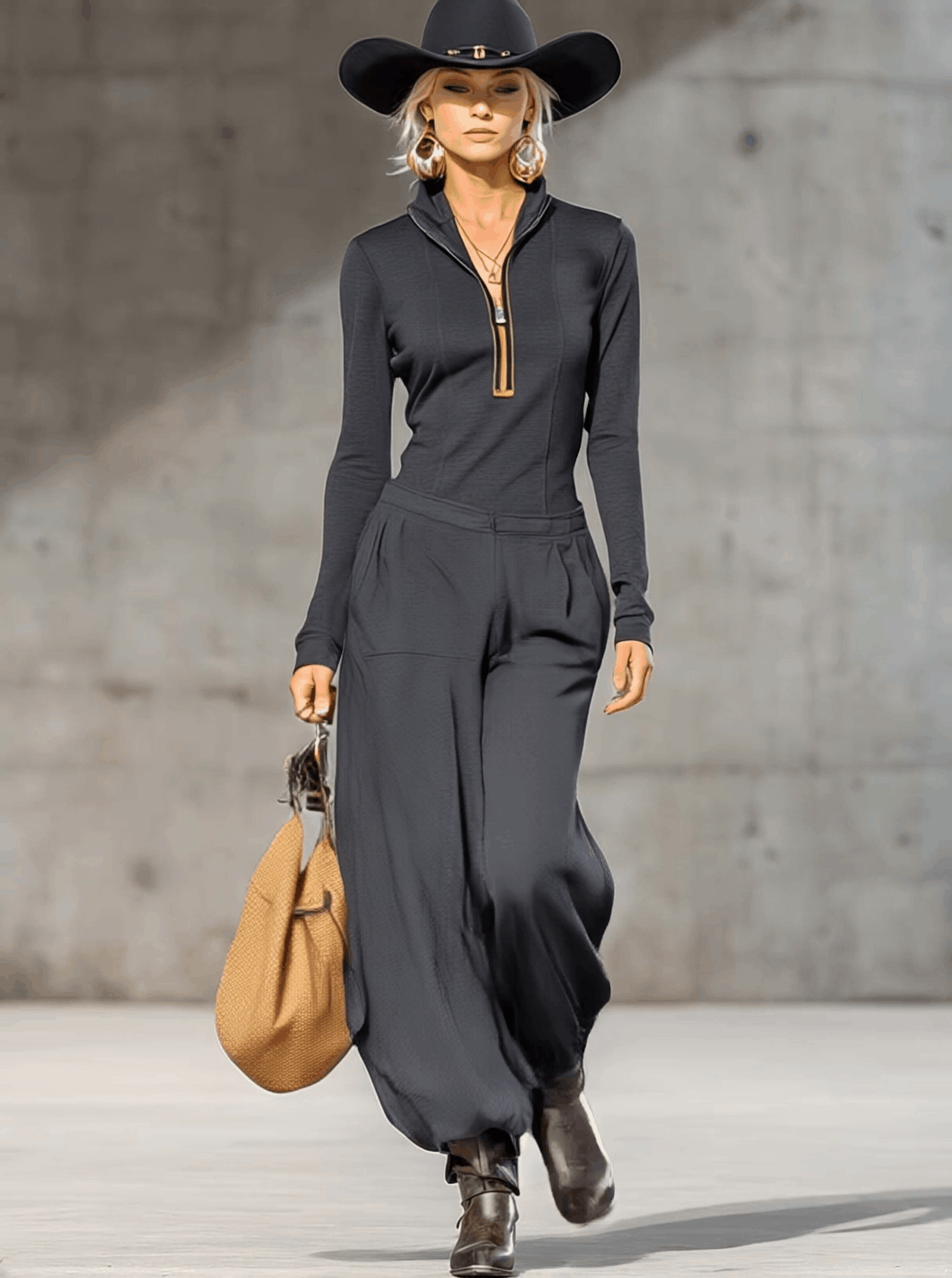 Retro Sports Dark Gray Collar Front Top Pants Set